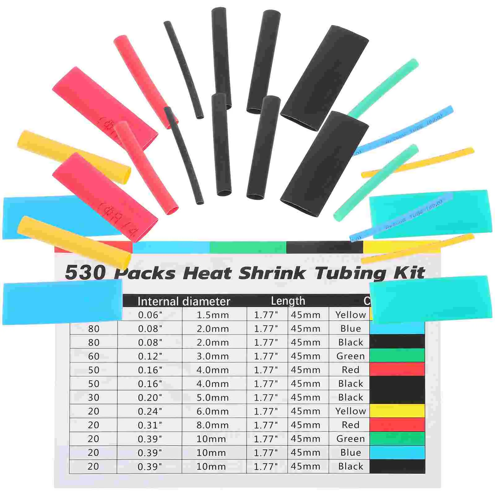 530pcs Heat Shrink Tubing Kit Insulation Heat Shrink Tubes Assorted Wire Cable Wrap Tubes shrink wrap