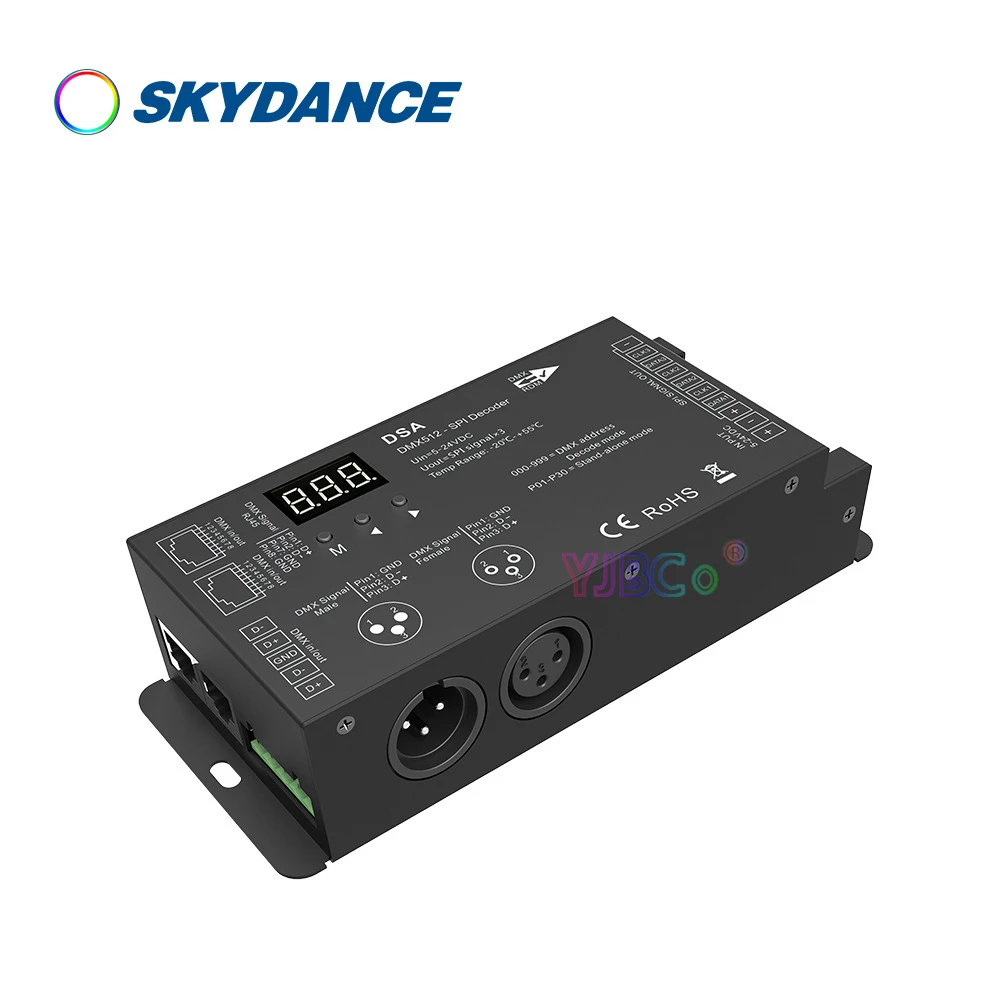 Skydance DSA 5V-24V 12V DMX512 to SPI Decoder DMX signal converter IC RGB light dimmer RGBW WS2812 WS2815 LED strip controller skydance din rail 4 channel dmx 512 to 0 10v converter 1 10v rgb rgbw single color dimmer 12v 24v 4ch dmx rdm signal decoder dl