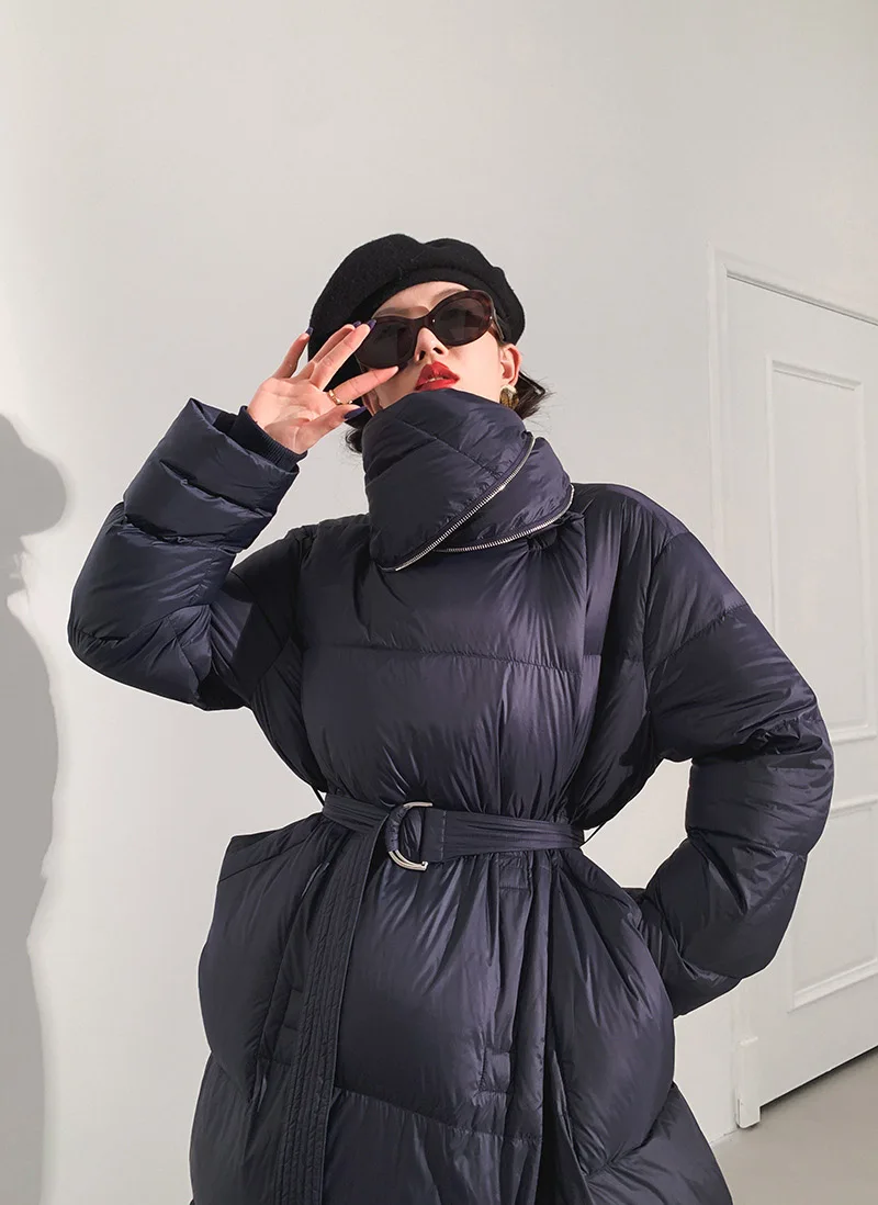 2023 Winter Women’s Clothing Large shawl extra long down jacket knee-high thick white goose down jacket 0218