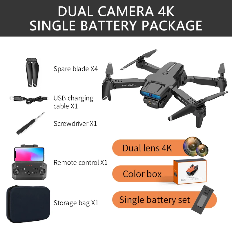 RC Quadcopter hot A6 Pro Drone 4k HD Wide-Angle Dual Camera 1080P WIFI Visual Positioning Height Keep Rc Drone Follow Me Quadcopter RC Drones Toys eachine e58 remote control RC Quadcopter