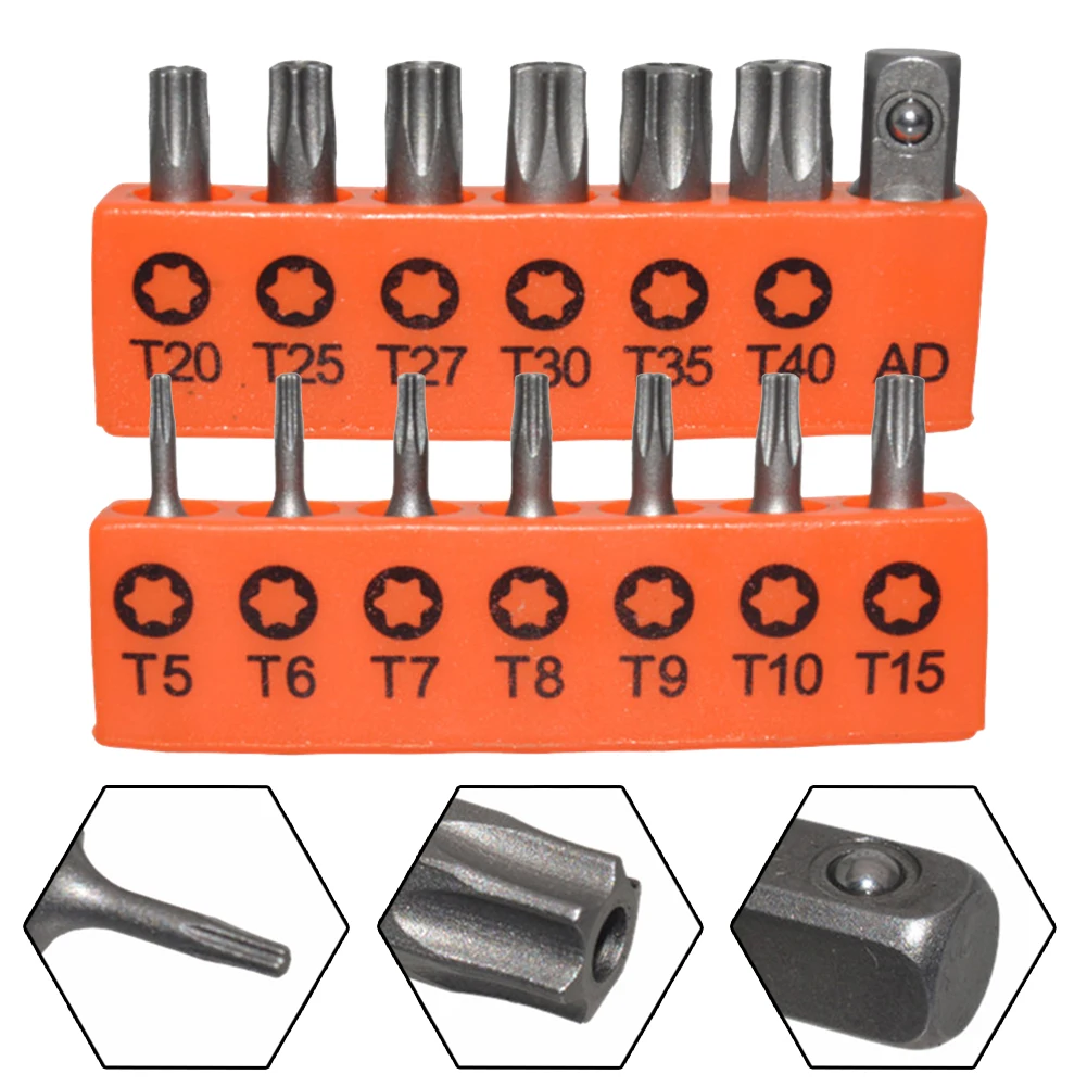 

14pcs 25mm Torx Screwdriver Bits With Hole T5-T40 Electric Screw Driver 1/4Inch Adapter Extension Rod Hex Star Spanner Hand Tool