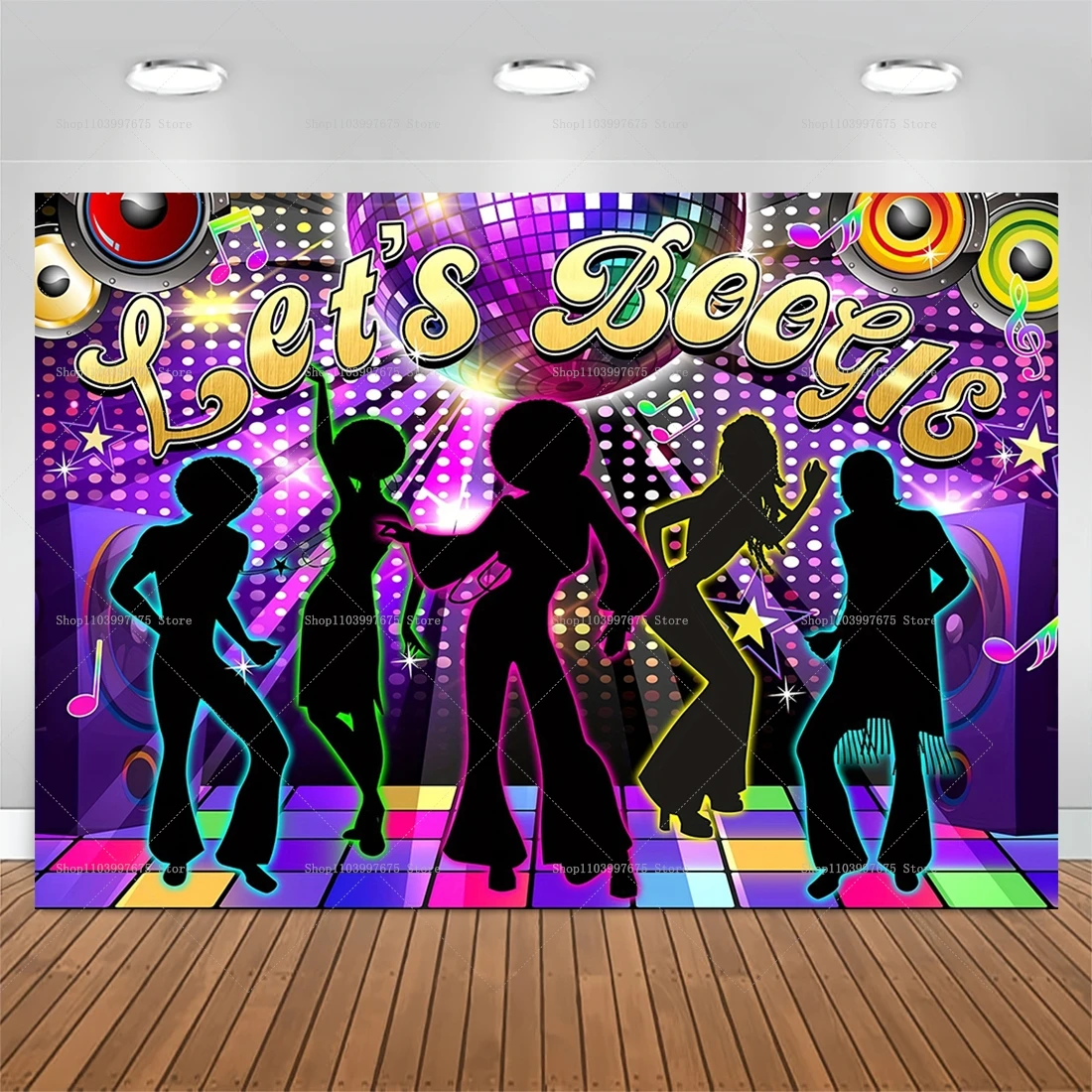 70er 80er 90er Disco Dance Party Hintergrund Retro Club Neon Ball Bühnenbanner Geburtstag Foto Hintergrund Requisiten Party Dekor Zubehör – Detail 1