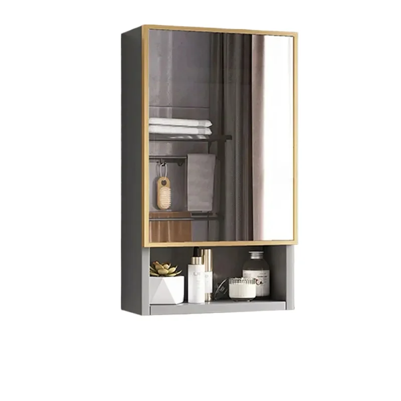 Nordic Style Wood Bathroom Cabinets Simple Armoire Shelves Storage Mirror Cabinets Toiletries Home Furniture Armoire Miroir FYBC