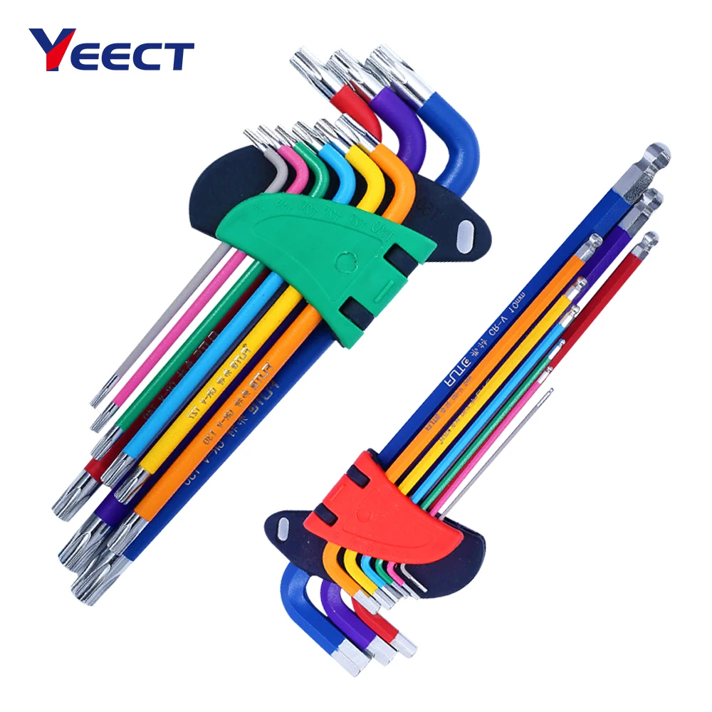 Torx Star Key Screwdriver Ball End Allen Keys Tool L Type 9Pc 1.5mm