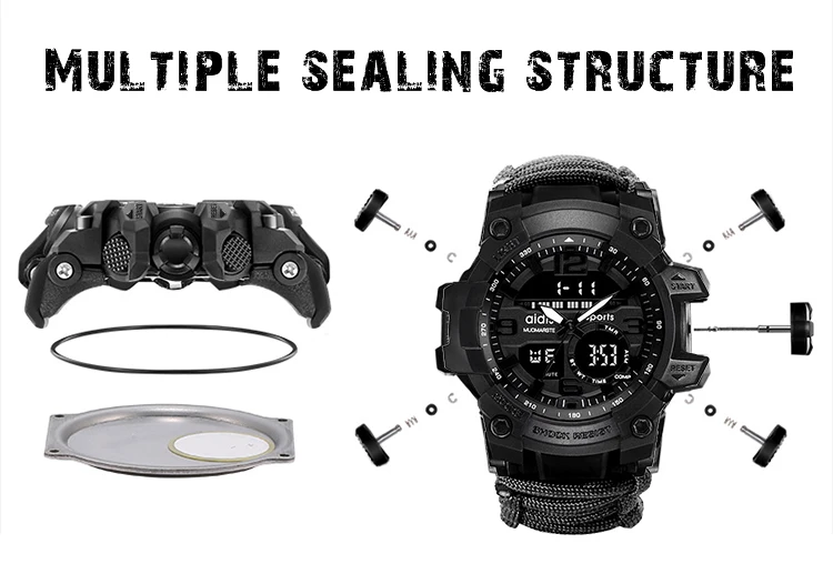 ADDIES Outdoor Survival Watch Multifunctional Waterproof Military Tactical Paracord Watch Bracelet Camping Hiking Emergency Gear