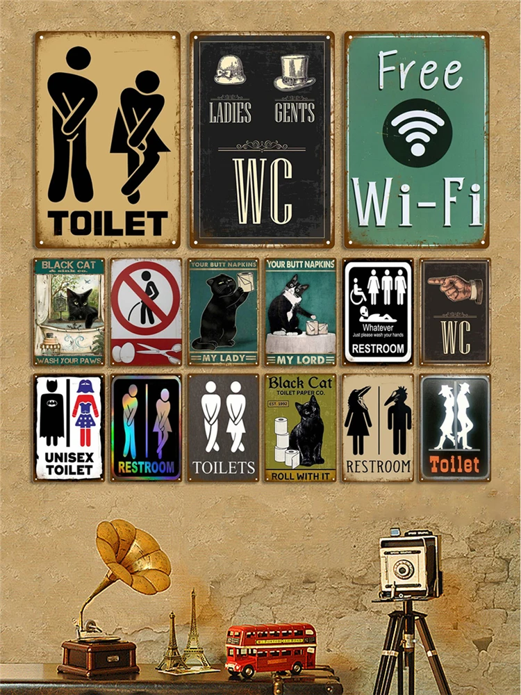 Mann Dame Lustiges WC-Schild Metall Poster Toilettenplatte Blechschild KTV Bar BBQ Shop Badezimmer Wanddekoration Wandbild Home Vintage Foto Pub – Detail 3