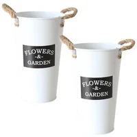 2 Pcs Simulation Disposable Cup Mini Bucket Rope Tote Handle Tin Flower Vase Arty Flower Container Desktop Flowerpot Home A 2