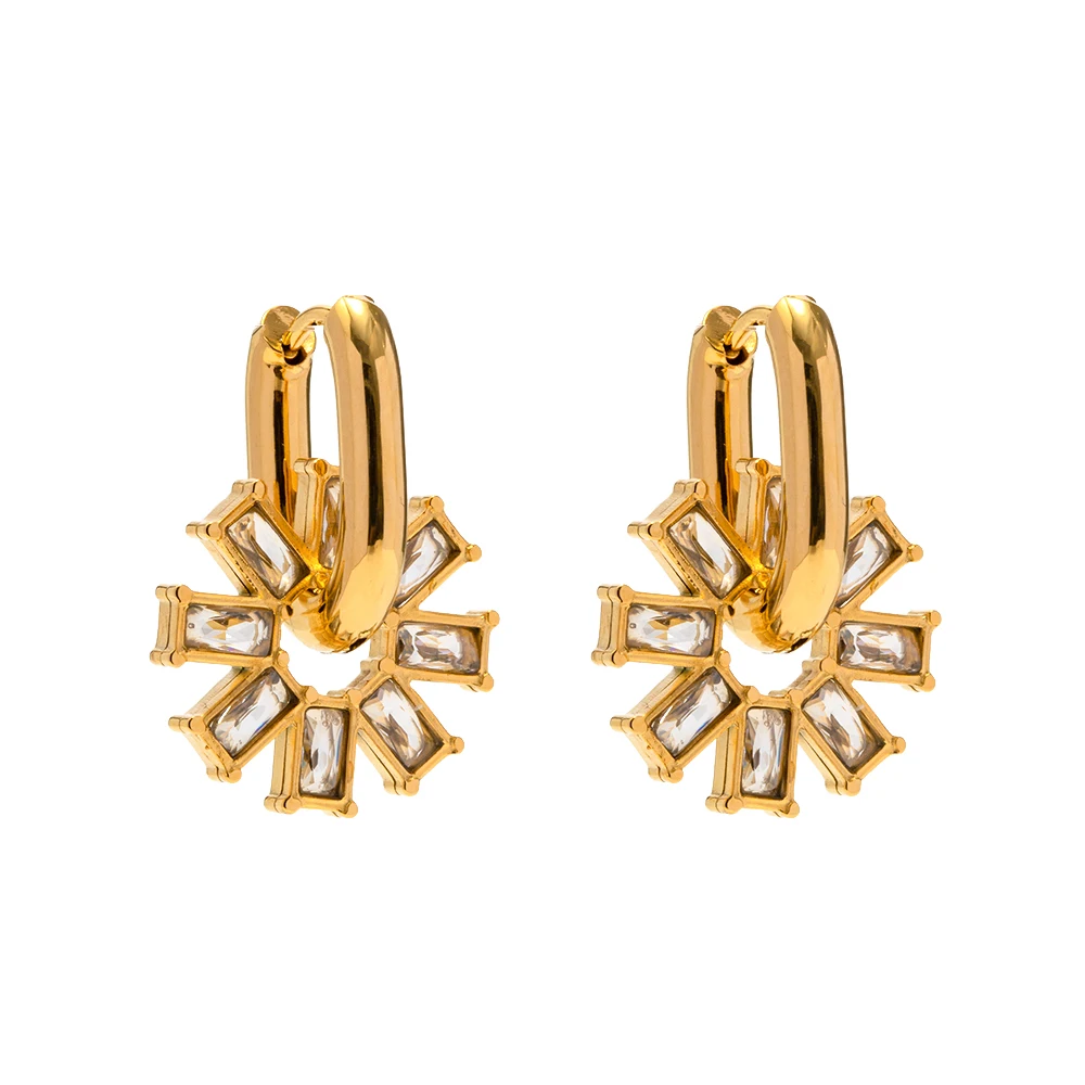 Youthway316LStainlessSteelWhiteCubicZirconiaSnowflakeEarrings