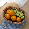 1Pcs Rattan Wicker Woven Serving Baskets for Bread Fruit Vegetable Handmade Oval Storage Basket Display Rattan Basket 4