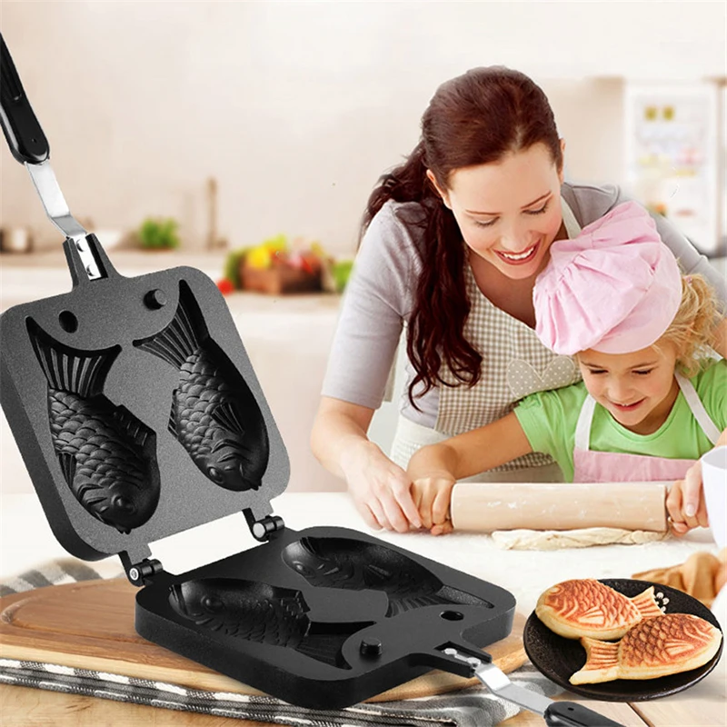 Poêle Taiyaki En Aluminium Anti-adhésif Double Face - Moule Gaufres Poisson Japonais Pour Maison & Fêtes