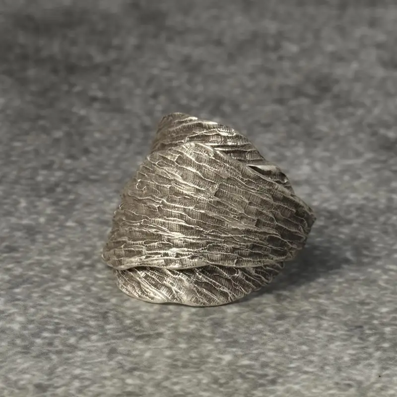 original non-inlaid leaf opening adjustable ring Chinese palace style unique craftsmanship exquisite silver jewelry silver ring silver rings