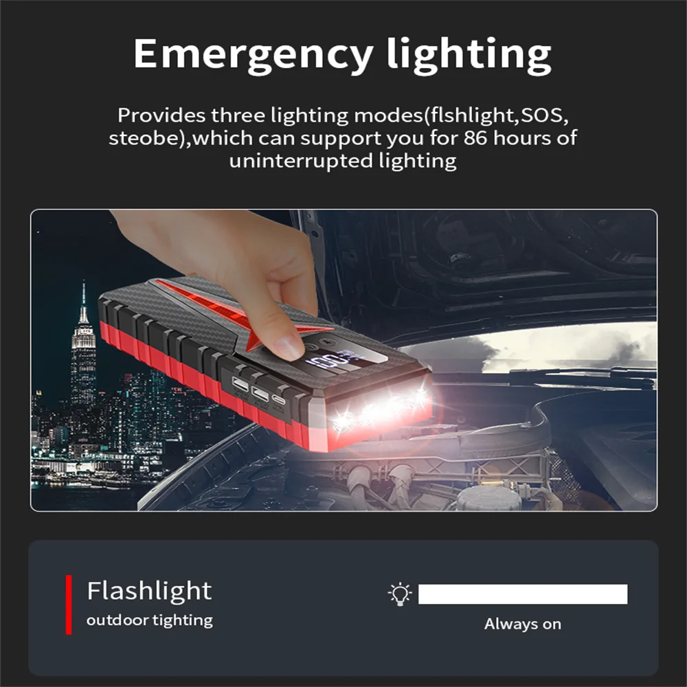Car Jump Starter Car Battery Charger Portable Battery Charger Jump Starter 8000A Battery Charger 2298000mAh Emergency Power Bank Booster For 12V Gasoline and Diesel Vehicles