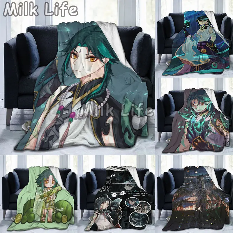 

Cartoon Genshin Xiao Impact Blanket Flannel Autumn Anime Breathable Super Warm Throw Blankets for Bedding Travel Bedding