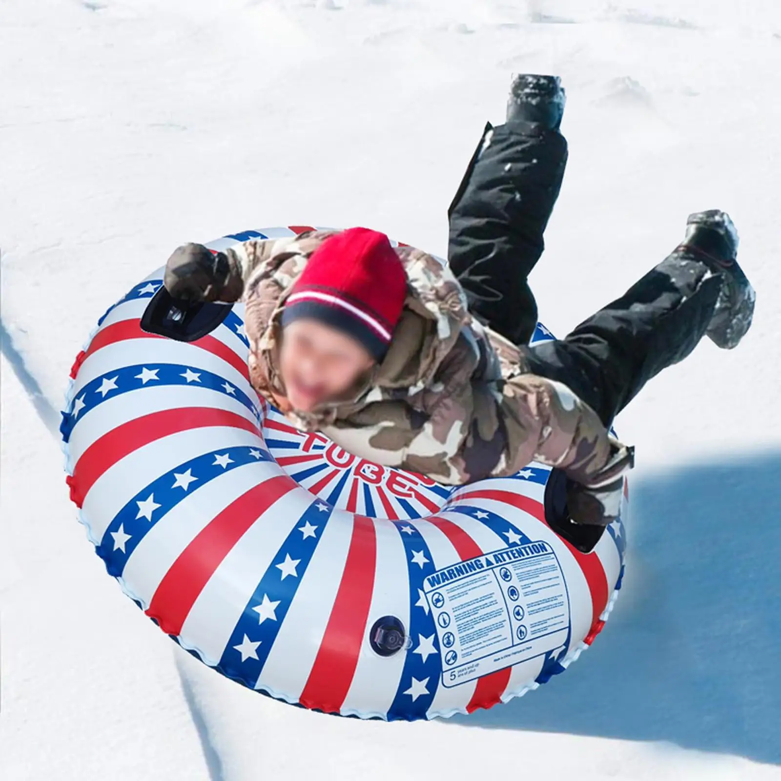 Inflatable Snow Tube, Inflatable Snow Sled Sledge Kids Adults with Handles Winter Tube for Games Winter Fun Party