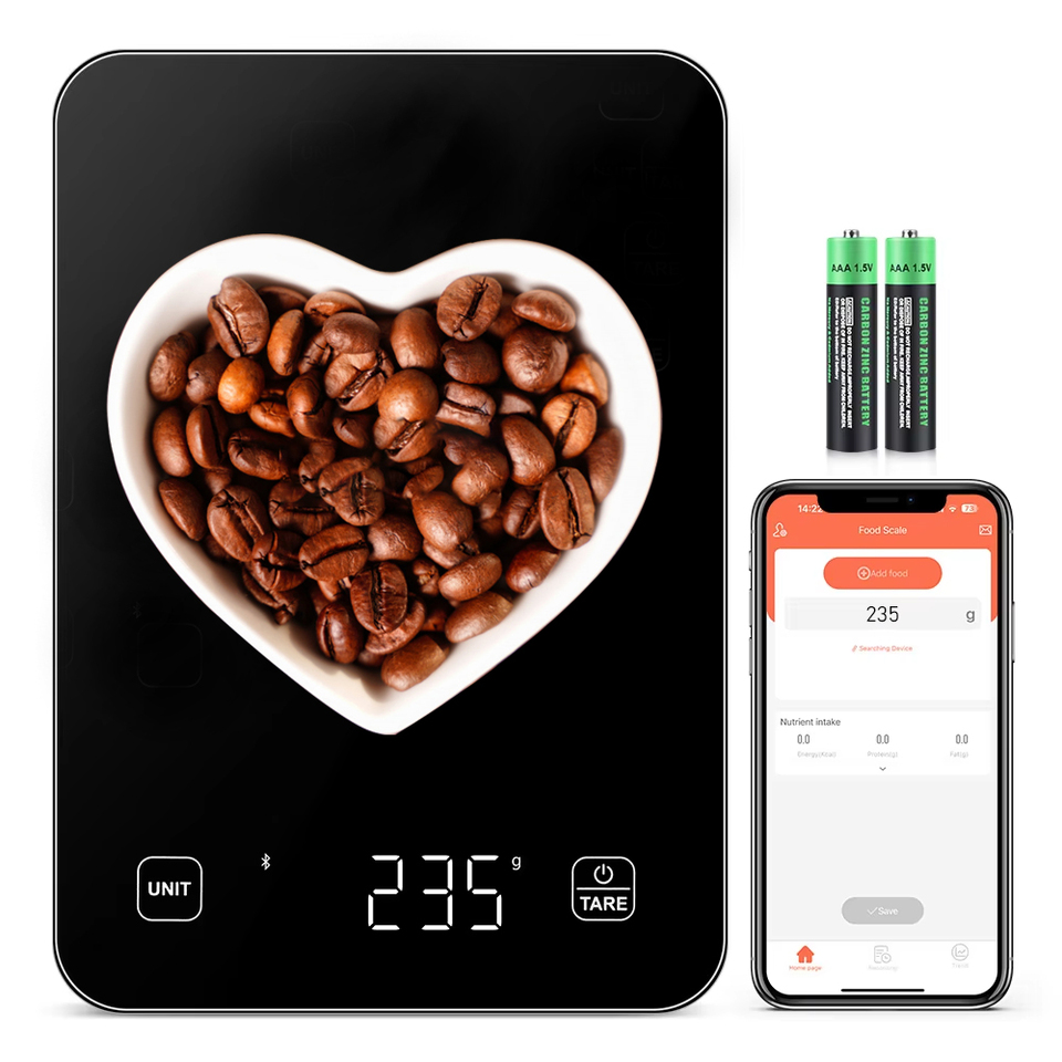 Digital Kitchen Scale Portable Multifunction LCD Display High Precision Measures Nutritional Analysis with App Smart CoffeeScale
