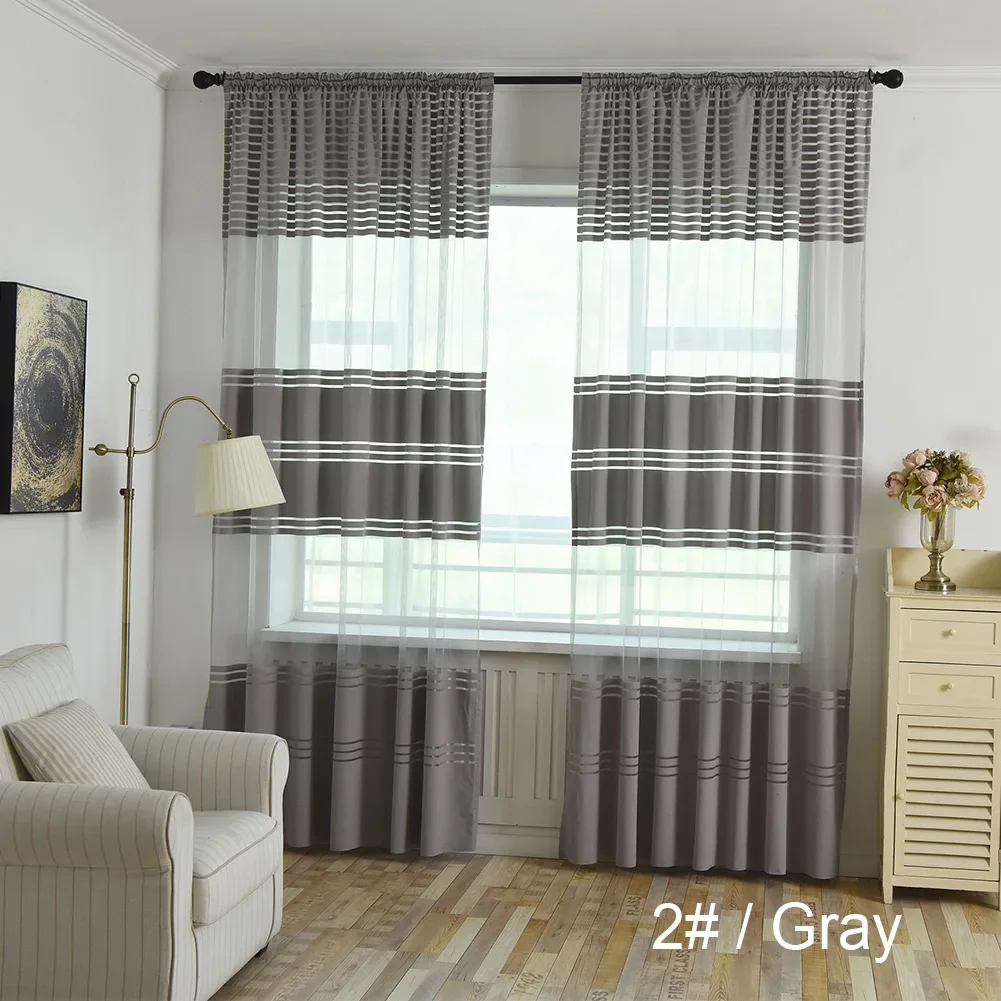 1 Piece Modern Tulle Curtains for Living Room Bedroom Decoration Window Voiles Kitchen Tulle Curtain 1x2.7m Window Curtain 3