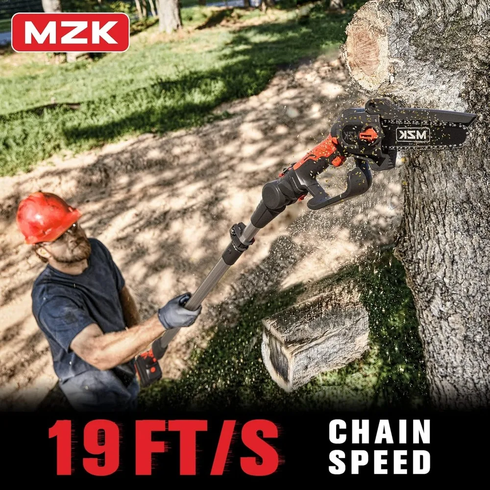 2-in-1 Cordless Pole Saw & Mini Chainsaw with 3 Replacement Chain, 20V Battery Pole Chainsaw, 4.5" Cutting Capacity