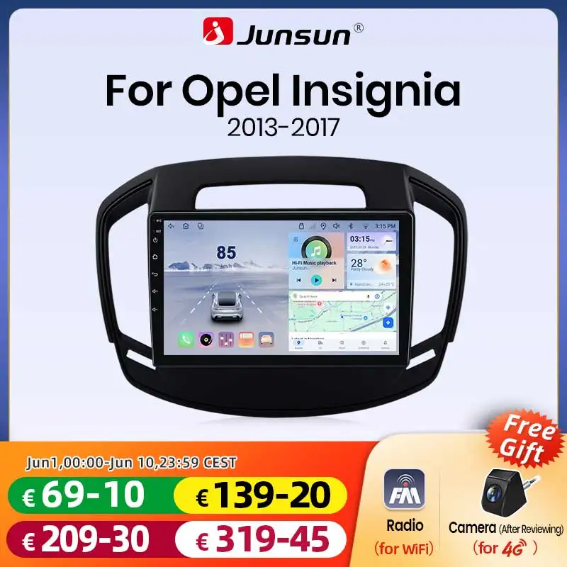 Junsun Wireless CarPlay Android Auto Autoradio für Buick Regal Opel Insignia 2009-2013 GPS-Navigation Multimedia-Player WiFi Bluetooth FM AM DSP RDS IPS Touchscreen Stereo Autoradio Head Unit 2DIN