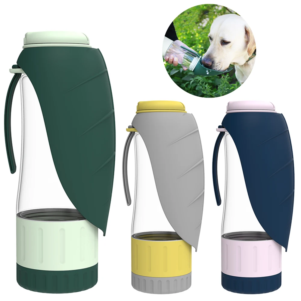 2in1MultifunctionPetDogWaterBottleSiliconeFoldablePortable