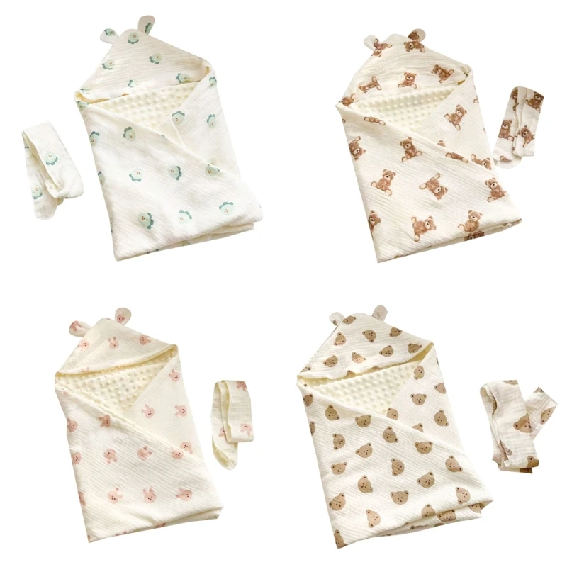 

2024 New Wrapping Blanket for Baby Soft Fleece Swaddle Blanket Hooded Sleeping Bag Summer Spring Wrap Blanket for Baby Stroller