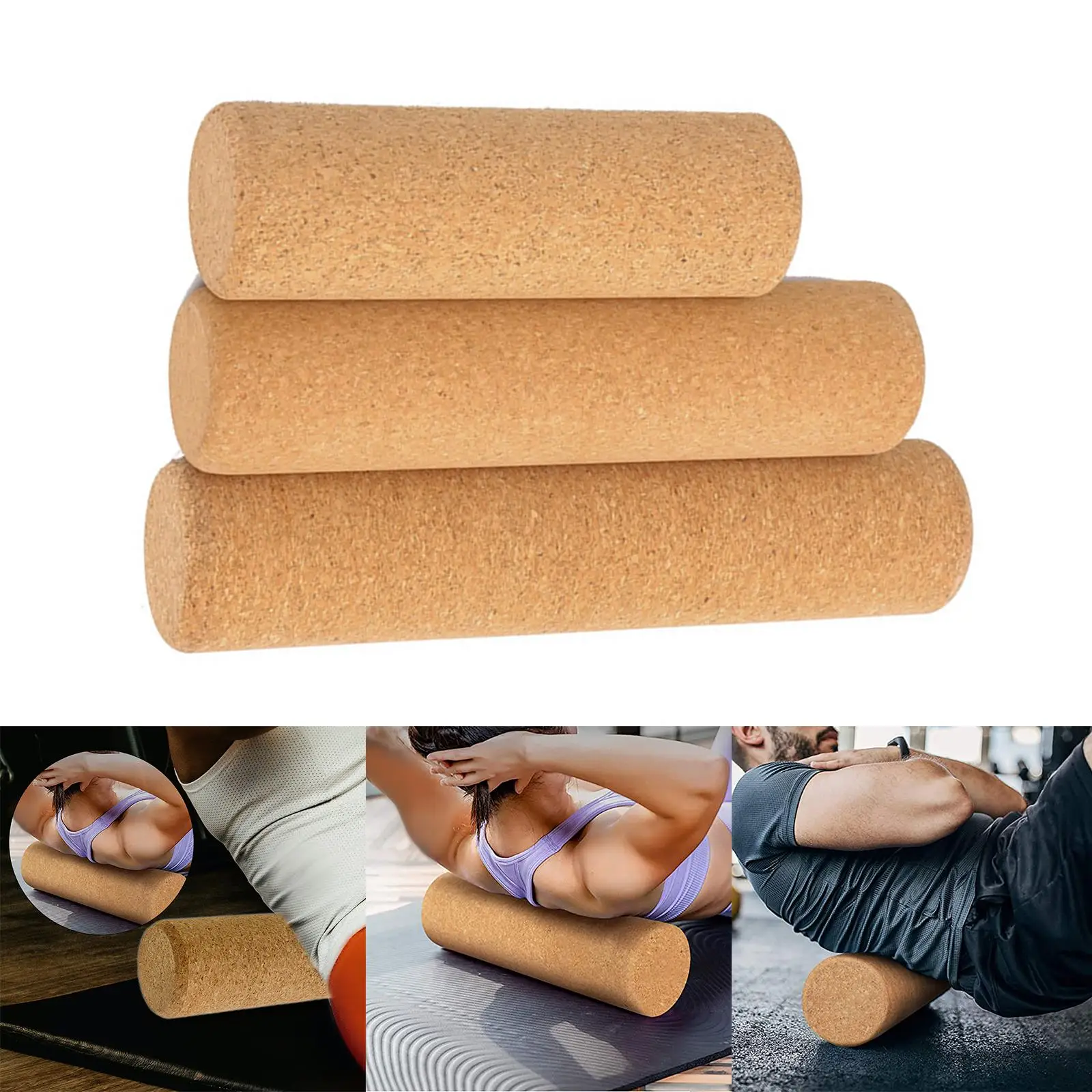 Cork Yoga Pillar Column Fitness Massage Roller for Balance Workout Stretching