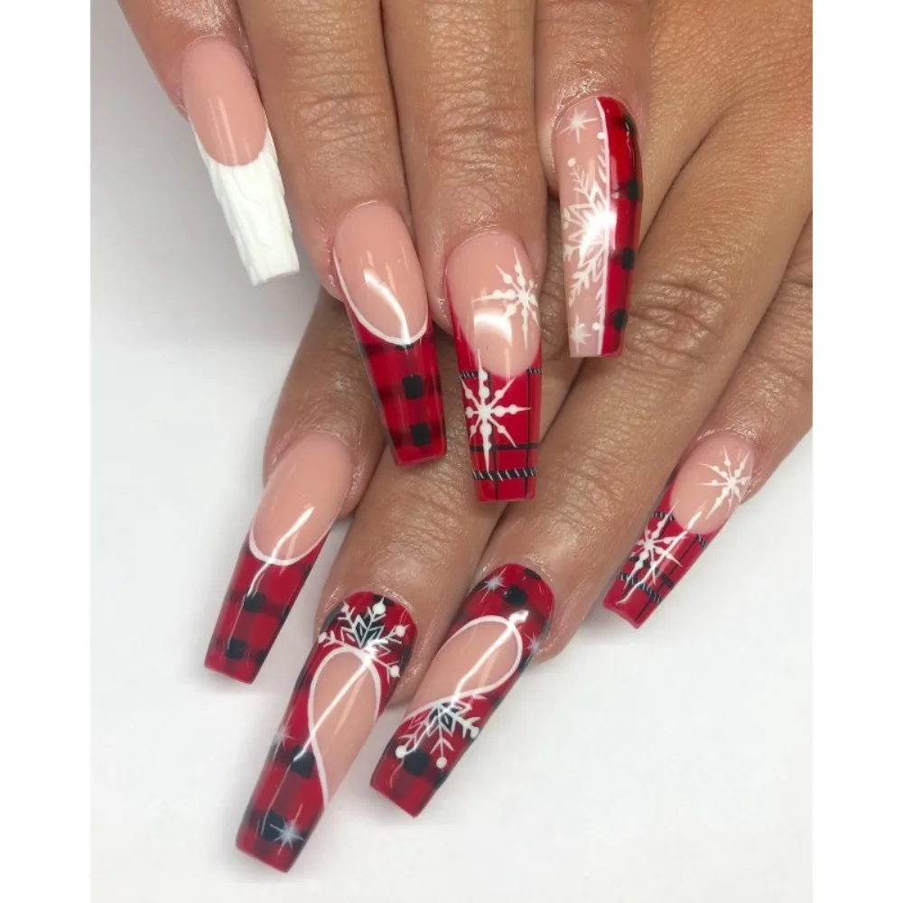 

Press on Nails Ballerina False Nails Artificial Christmas Full Cover False Nail Manicure Tool Detachable Fake Nails Girl