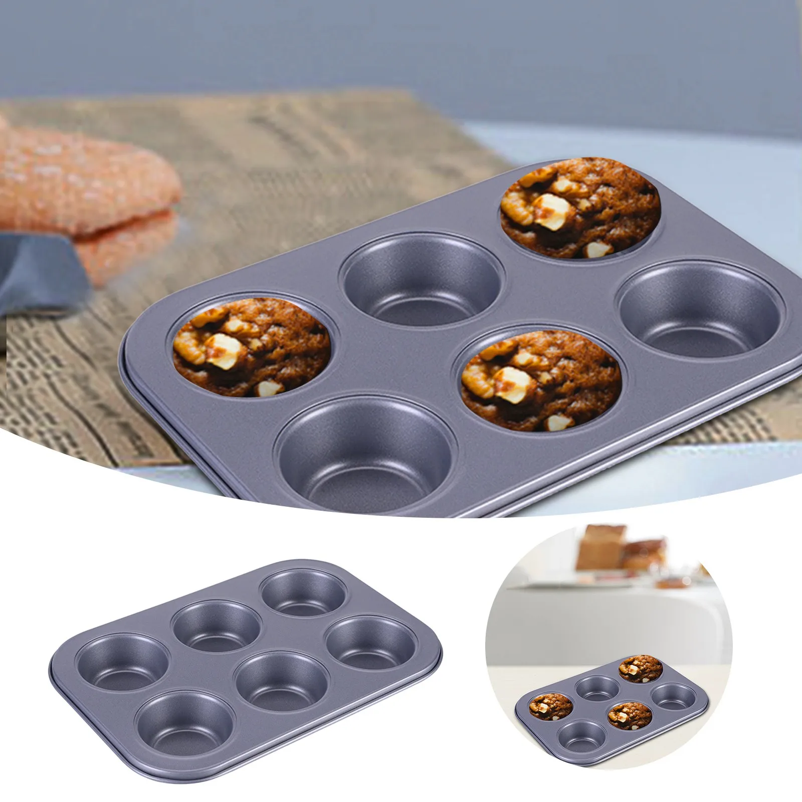 

Walbest Non Stick 6 Cup Cupcake Baking Pan Cake Tray Tin Cup Cakes Mini Bun Bakeware Tool Eighth Sheet Pan Barbecue Tools