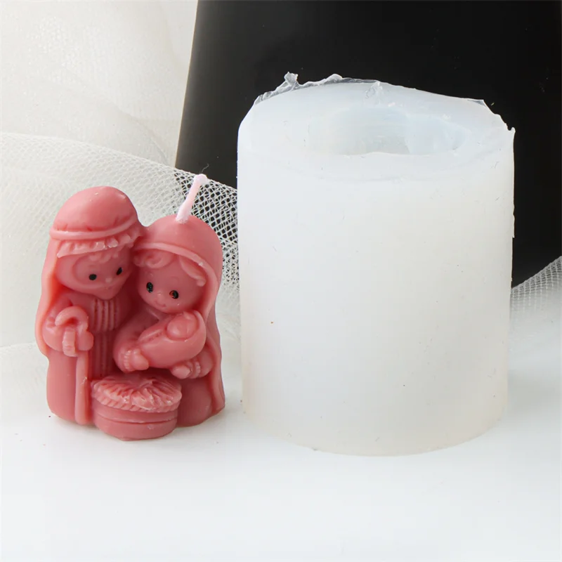 Elegant Holy Family Nativity Candle Mold
