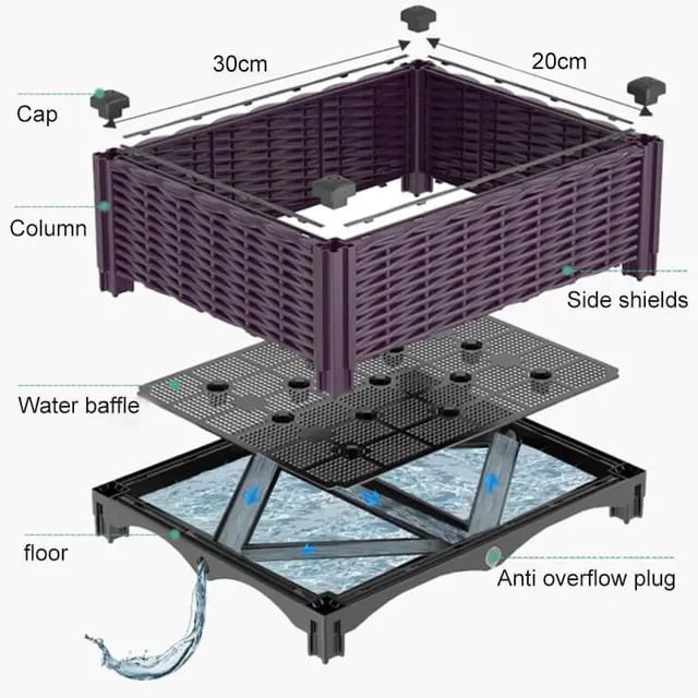 Többfunkciós Családi Zöldségültetvény Doboz, Erkély Ültetési Edény Berendezés, Megvastagodott Téglalap Alakú Virág Edény, Túlméretes Áramlás - Image 6
