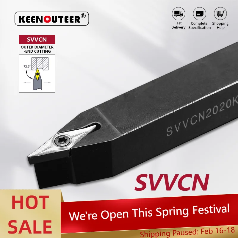SVVCN1616 SVVCN2020 SVVCN2525 외부 터닝 도구 커터 바, CNC SVVCN 선반 바 터닝 홀더