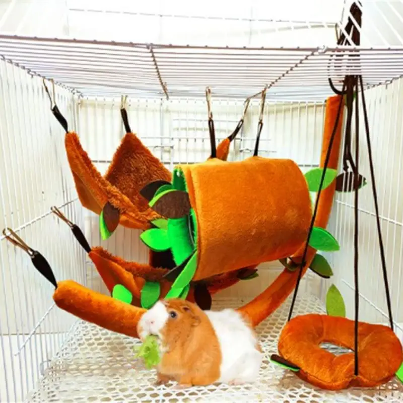 Pet Hammock Pet Cotton Nest Cute Plush Cotton Hamster Hammock Hammock for Rats Rodent Small Animal Guinea Pig Ferret Double-layer Nests