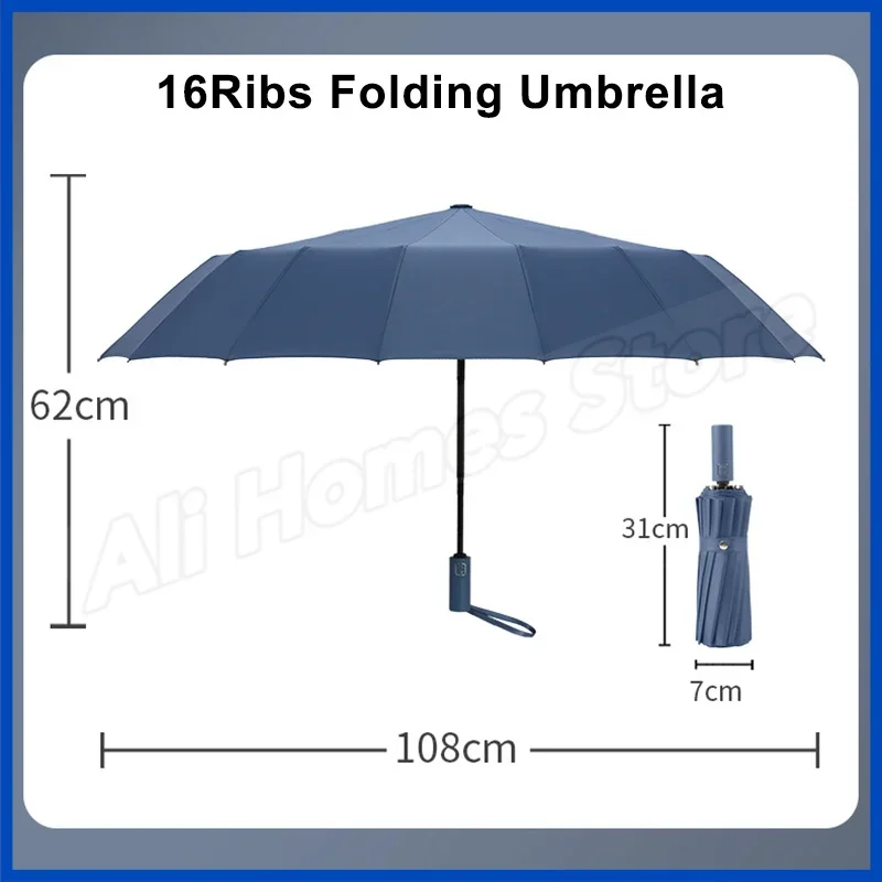 Luxury Brand Umbrella 16K 16 Ribs 32 Bones Windproof Automatic Sun Rain Folding Umbrella UV Sunscreen for Women Mens