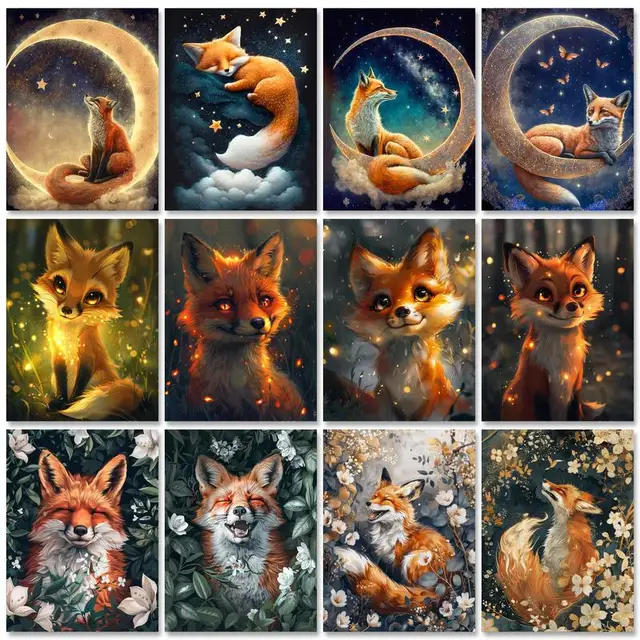 Gatyztoire peinture acrylique par numéros sur toile renard animaux pour enfants coloriage par numéros mur Art artisanat photo peinture bricolage G 1