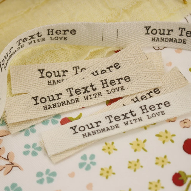 Custom Sewing Labels, knitting Labels - Personalized Brand , Organic Cotton  Ribbon Labels, Artistic font (MD3028)