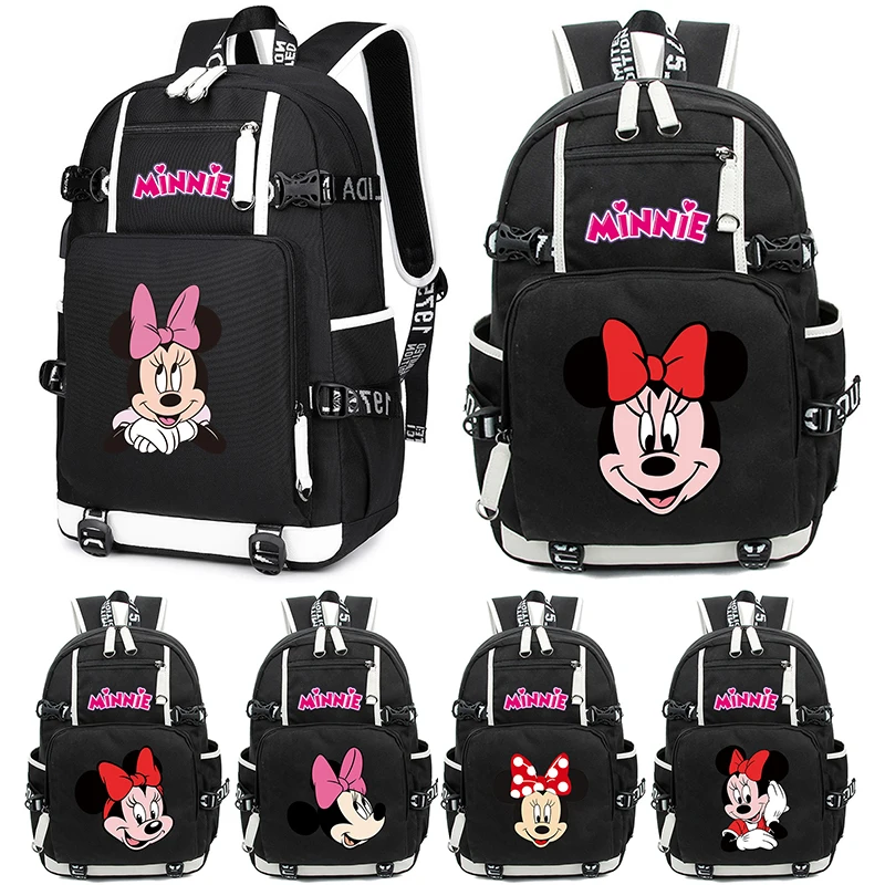 

Холщовый Рюкзак «Минни Маус» для мальчиков и девочек, вместительная школьная сумка для учеников, дорожная женская сумка