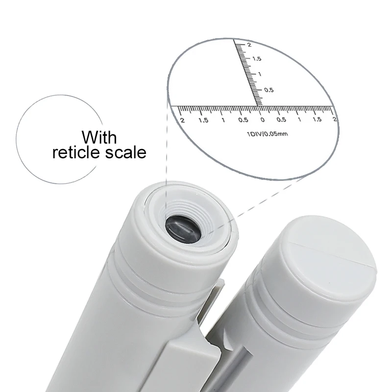 Portable Pocket Microscope 40X 80X 100X 150X White Mini Magnifier Reading Scale Foldable Magnifying Loupe with LED Illuminated 2