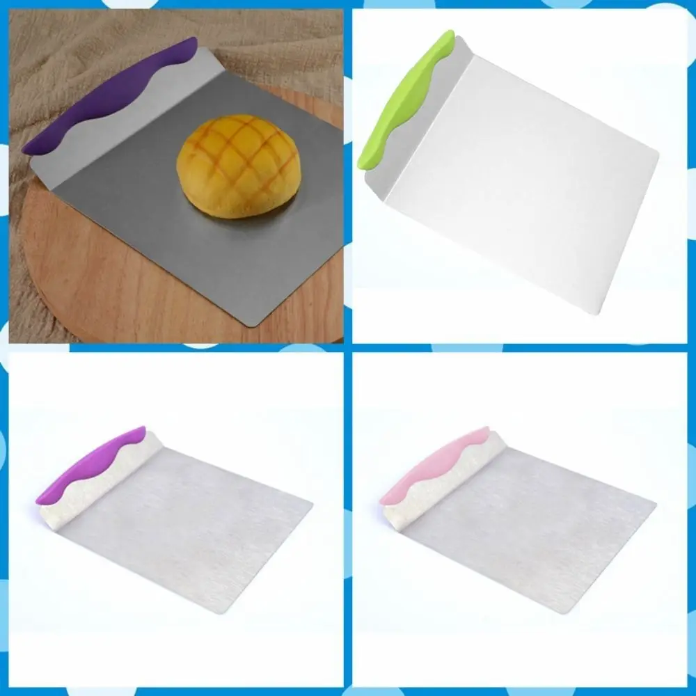 

Лопата для переноса пиццы из нержавеющей стали, лопатка с силиконовой ручкой, большой размер, квадратный подъемник для тортов, устойчивая к ржавчине, лопатка для перемещения тортов на кухне