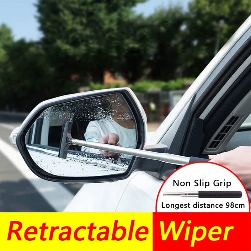 Portable Car Rearview Mirror Wiper Retractable Decontamination Anti