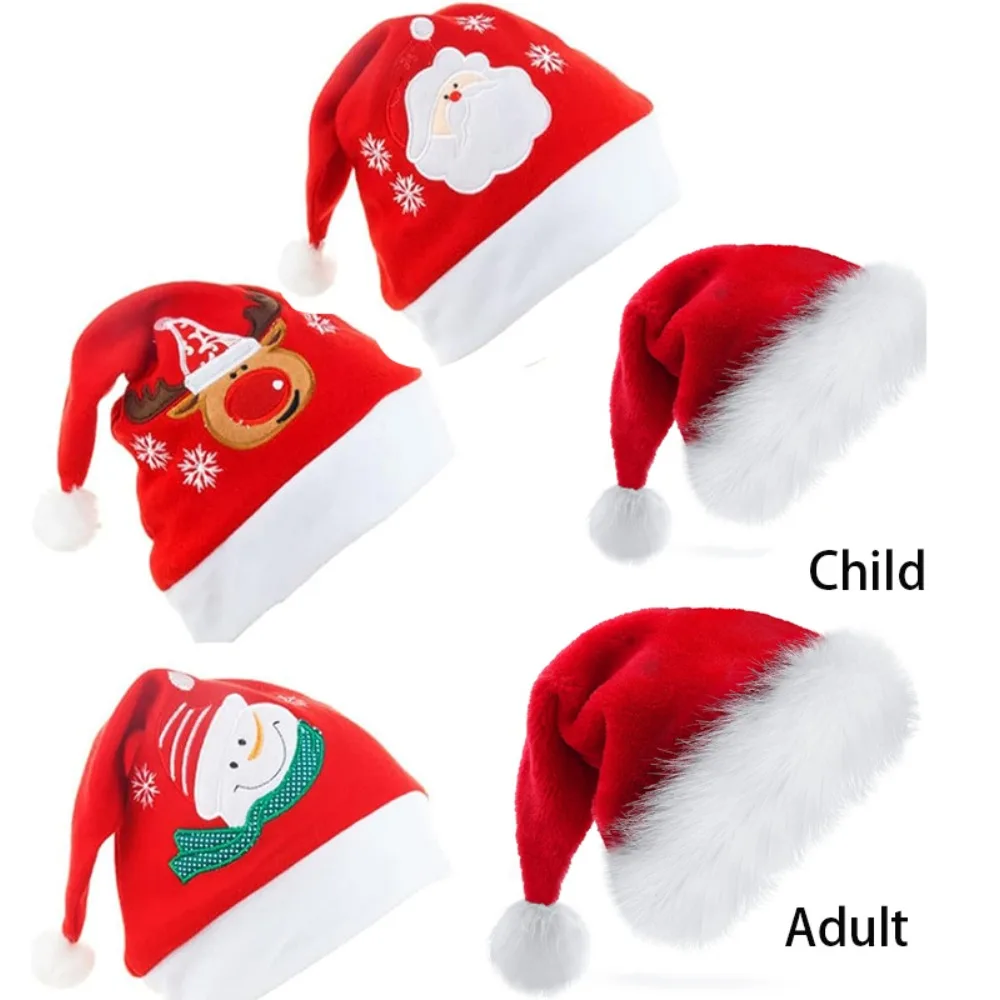 Cartoon Santa Hat Santa Claus Snowman Elk Embroidered Christmas Decoration for Christmas New Year Festive Holiday Party Supplies christmas beanie hat