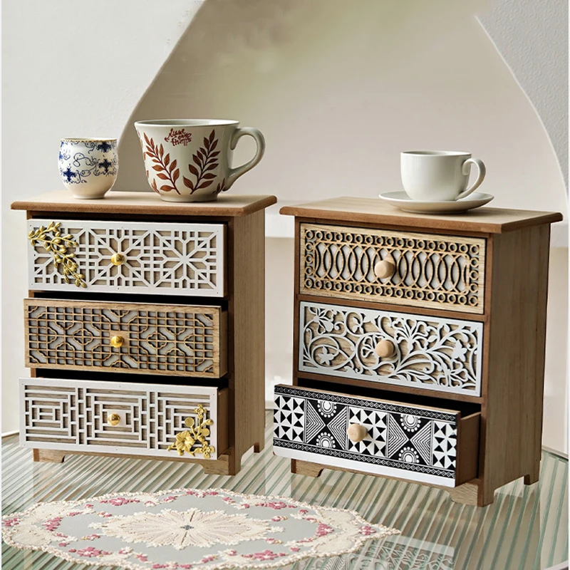 Description Picture 3 of itemWooden Storage Drawers Home Office Desk Drawer Type Storage Box Bedroom Removable Decoration Makeup Organizer for The Drawer