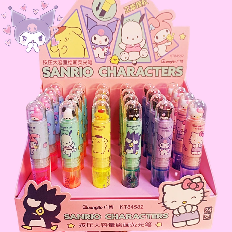 

6 шт. Sanrioed хайлайтеры Kawaii студенческие канцелярские товары маркировочные ручки заметки для офиса моя мелодия понравило Kuromi милый подарок для девочек и детей