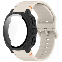 Enhanced Silicone Sports Strap with Protective Case - Galaxy Watch 7 44mm (Starlight black)
