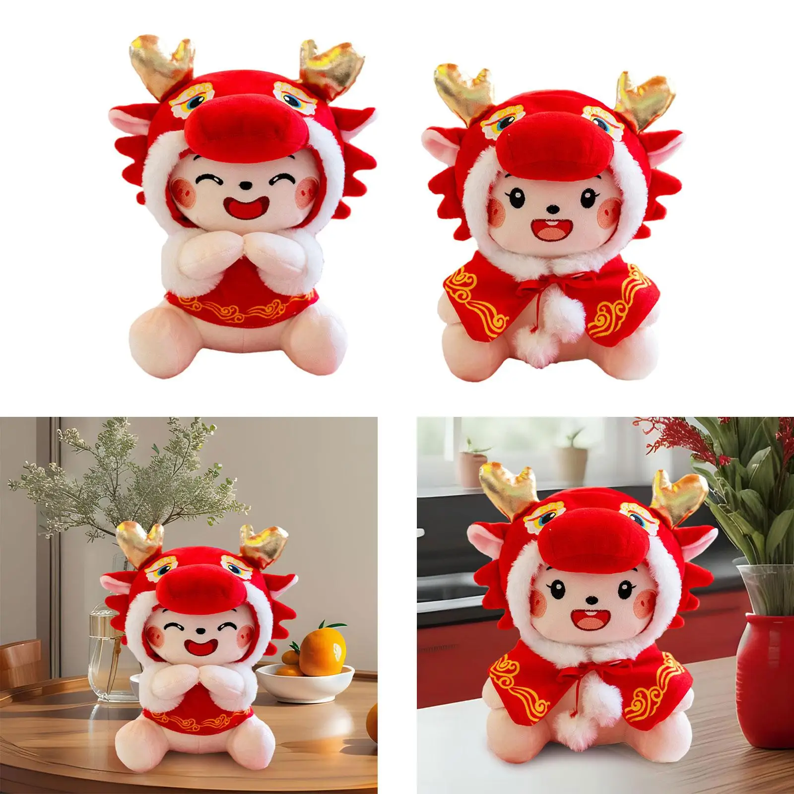 2024 Chinese New Year Dragon Plush Doll Stuffed Animal Dragon Plush Doll for Home Party Supplies Living Room Chinese New Year