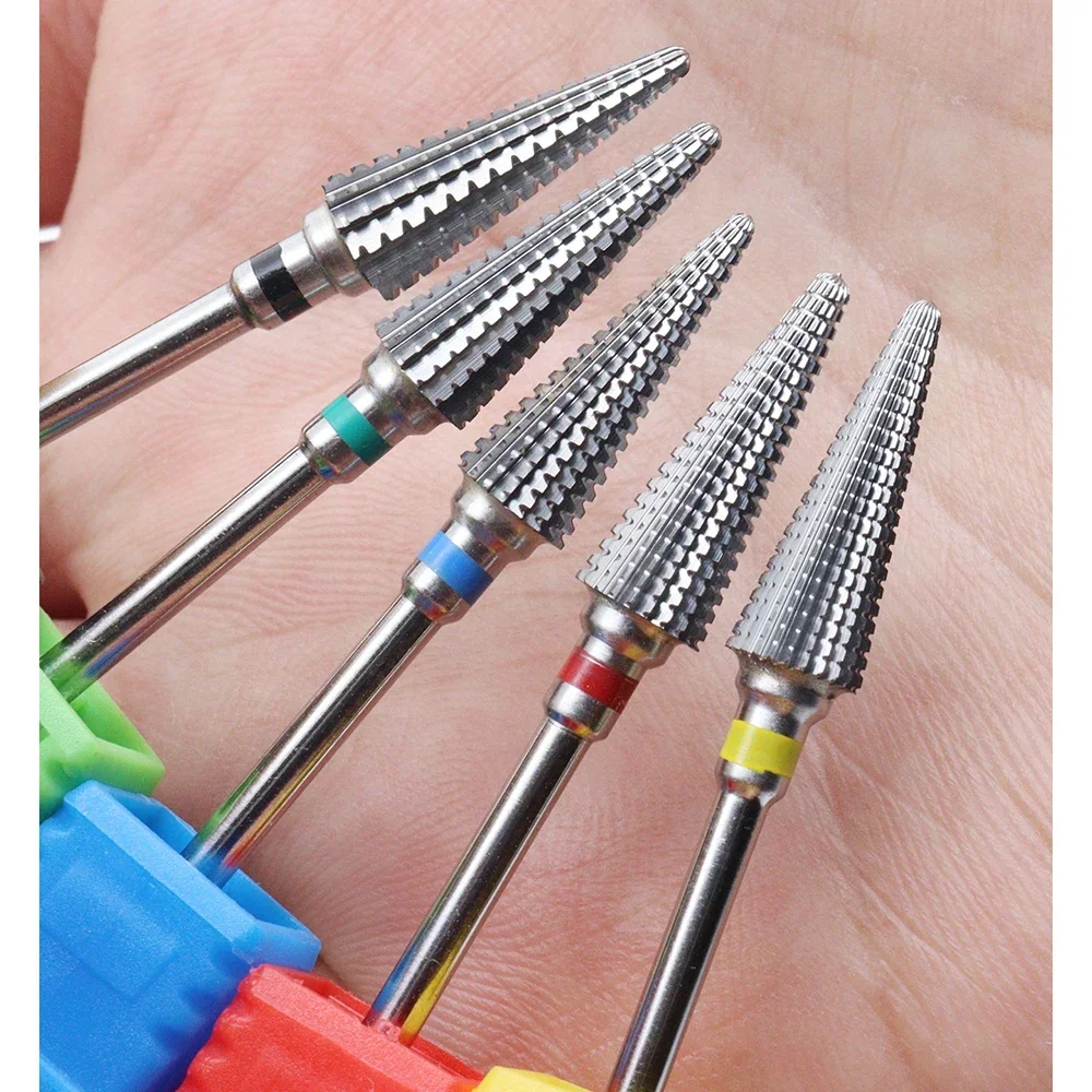 Nail Drill Bit 5-in-1 Carbide Professional Tungsten Steel Gradient Teeth Design for Pre-treatment and Removal 1pc