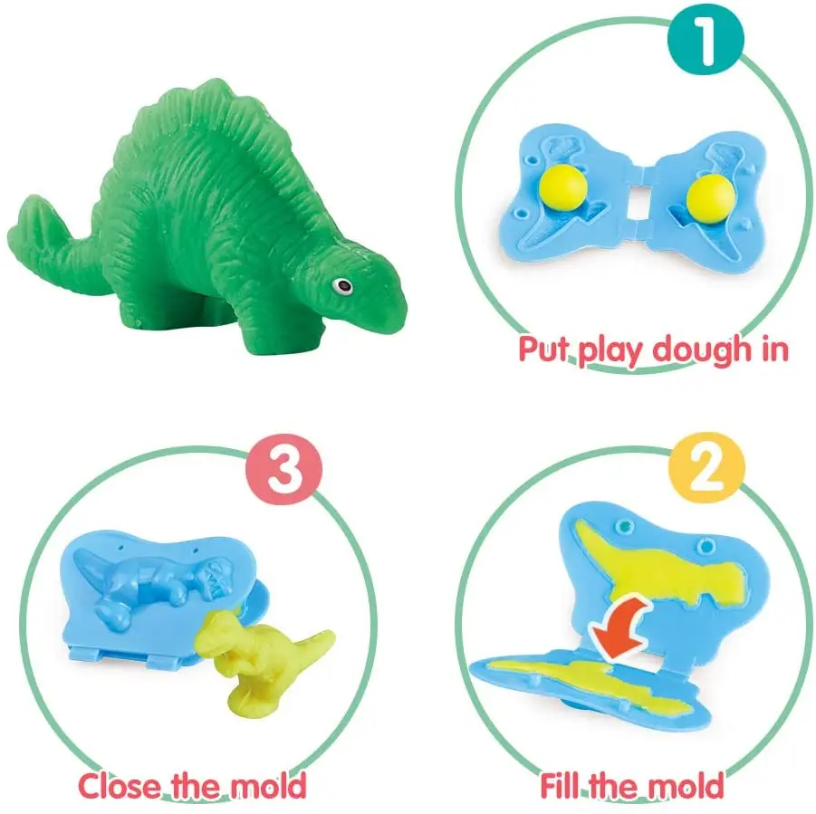 Yeahbo Playdough Sets for Kids, Modelling Clay, Air Dry Clay with 6 Dinosaur Mold, Polymer Clay Set, Play Dough Dinosaur Toys 4