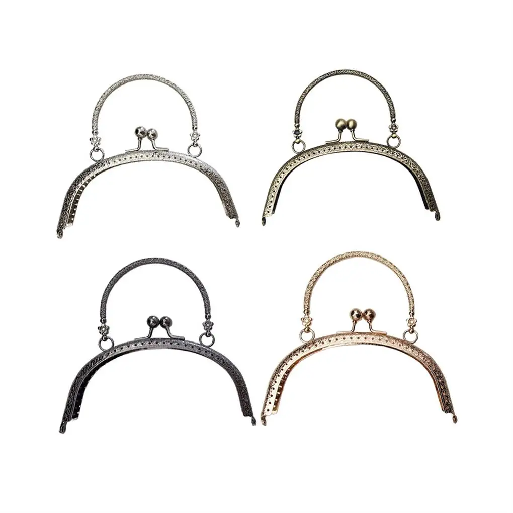 

4pcs Metal Purse Frame Kiss Clasp Locks Metal Bag Handle Accessories Purse Frame Handles