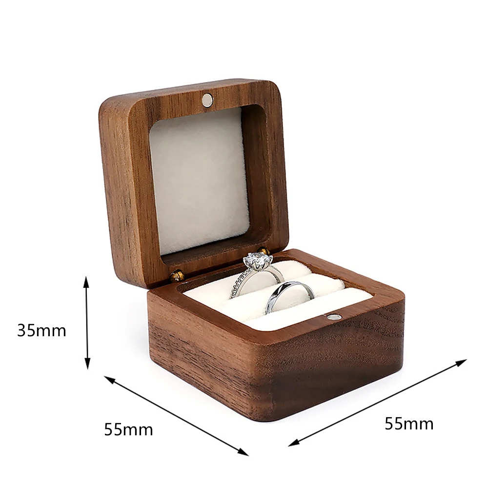 Houten Ringdoos Sieraden Display Lover Ring Houder Voorstel Verloving Bruiloft Organisator Gouden Huwelijk Verjaardag Liefdesgeschenk