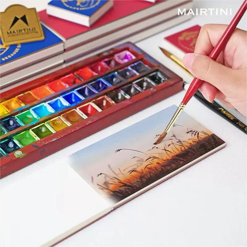 Mairtini 미니 수채화 용지 50% 면 300g 휴대용 수채화 그림 용지 18장 2면 밀봉 미술 용품