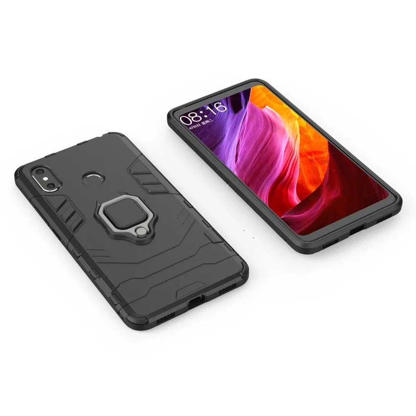 Hybrid Shockproof Case with Magnetic Car Holder and Kickstand in Soft Bumper Design