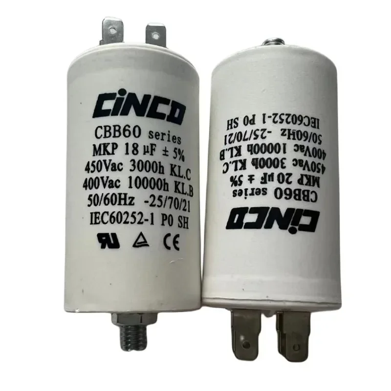 14-18uf 450V CBB60 Capacitor Motor Double Insert Water Pump Starting Capacitor Motor Permanent 50 60 Hz AC Micro Parts